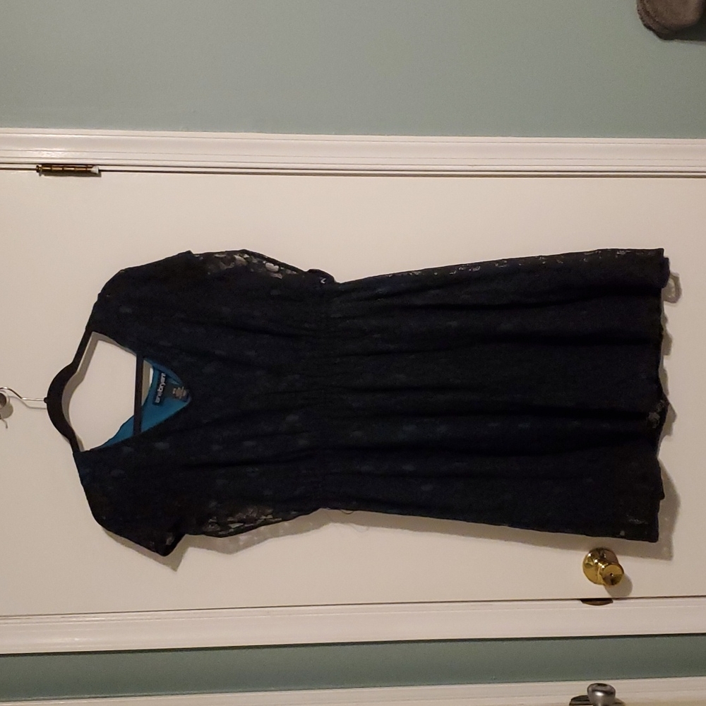 Black lace dress with teal lining